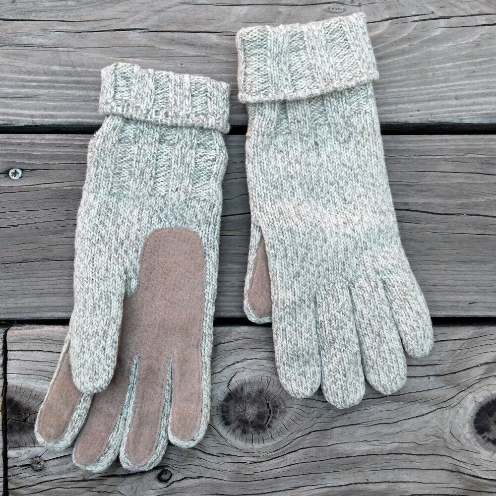 One Size VTG Wool Suede Blend Beige Fleece Lined Gloves RN#17541